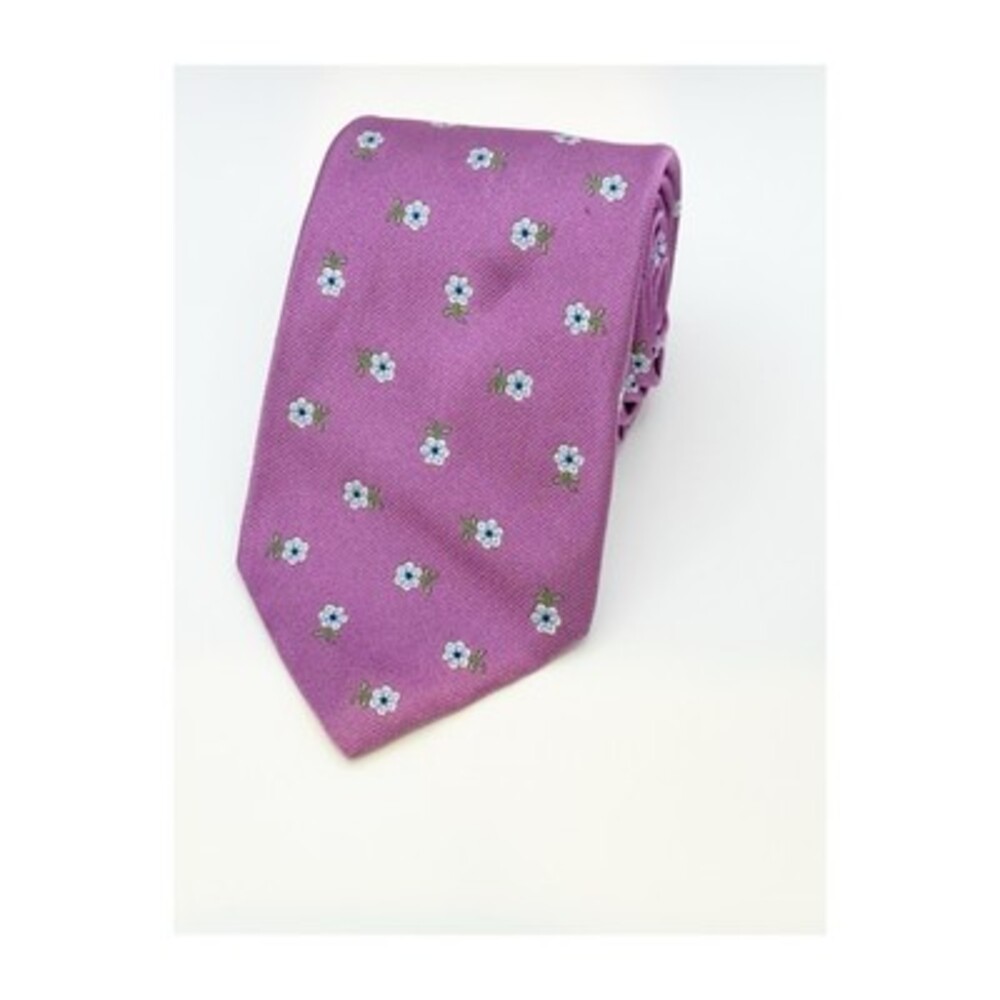 Hickey Freeman Dress Tie Mens Purple Silk Flower